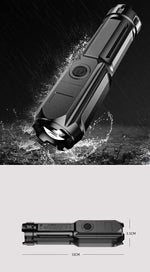 lampe torche noire rechargeable 250 lumens zoom moderne camping 100 200mètres certifiée usb