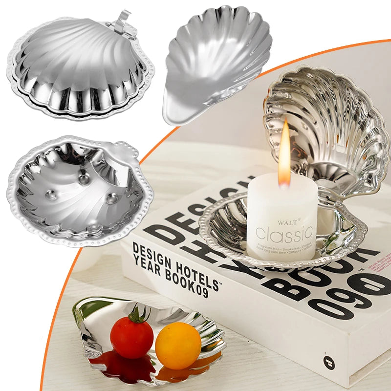 assiette coquille acier inoxydable argenté moderne élégante décoration table rangement bijoux plateau fromage dessert