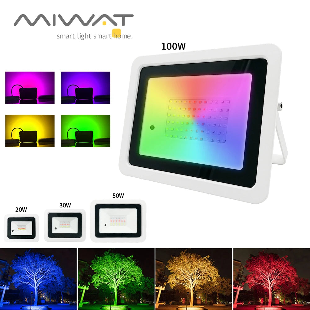 projecteur led rgb blanc noir moderne certification ip68 étancheextérieur télécommande
