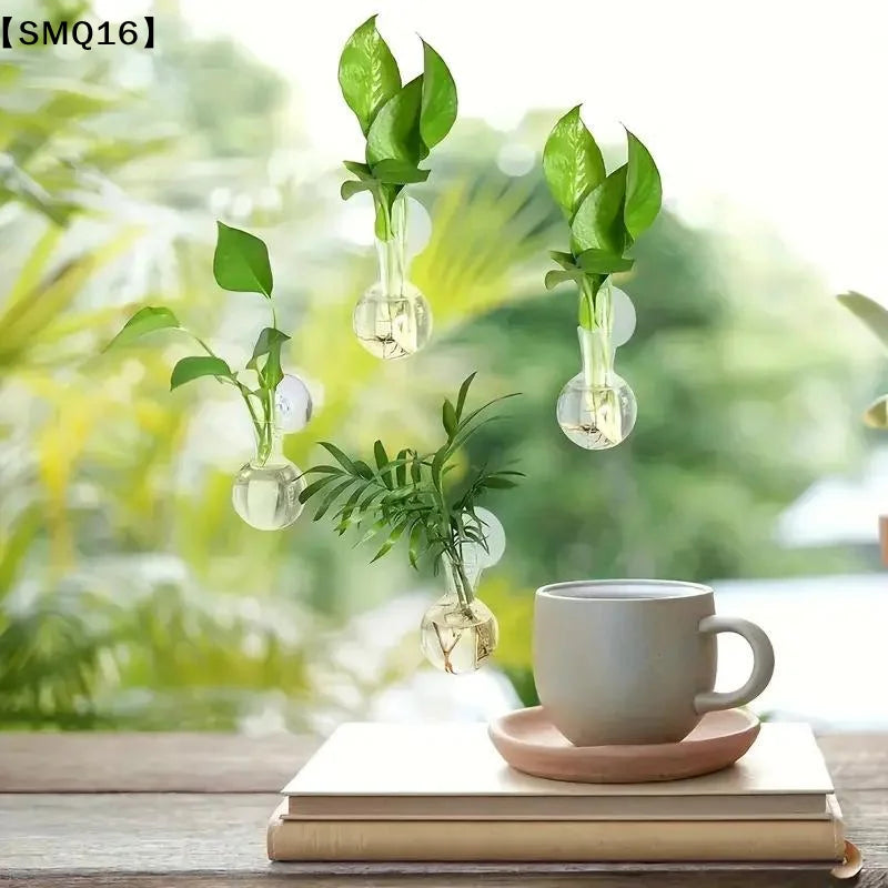 vases suspendus verre transparent adhésifs modernes minimalistes decoration intérieure plantes naturelle ambiance relaxante 3pces