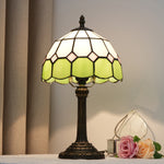 lampe table tiffany verre teinté géométrique vert clair blanc rose pâle bronze opacité moderne