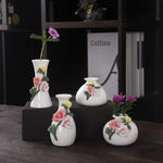 vases céramique blanc fleurs relief classique intérieur décoration maison vintage faux fleurs miniature