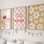 affiches fleurs roses modernes enfantines textes toile cadres murales decoration intérieure petits