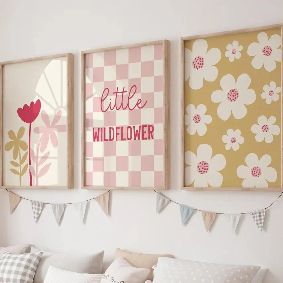 affiches fleurs roses modernes enfantines textes toile cadres murales decoration intérieure petits