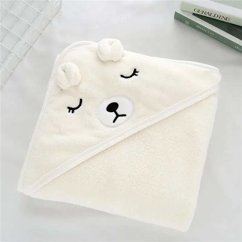 serviette bain bébé motif animaux ours éléphant chat doux décoration rose beige gris