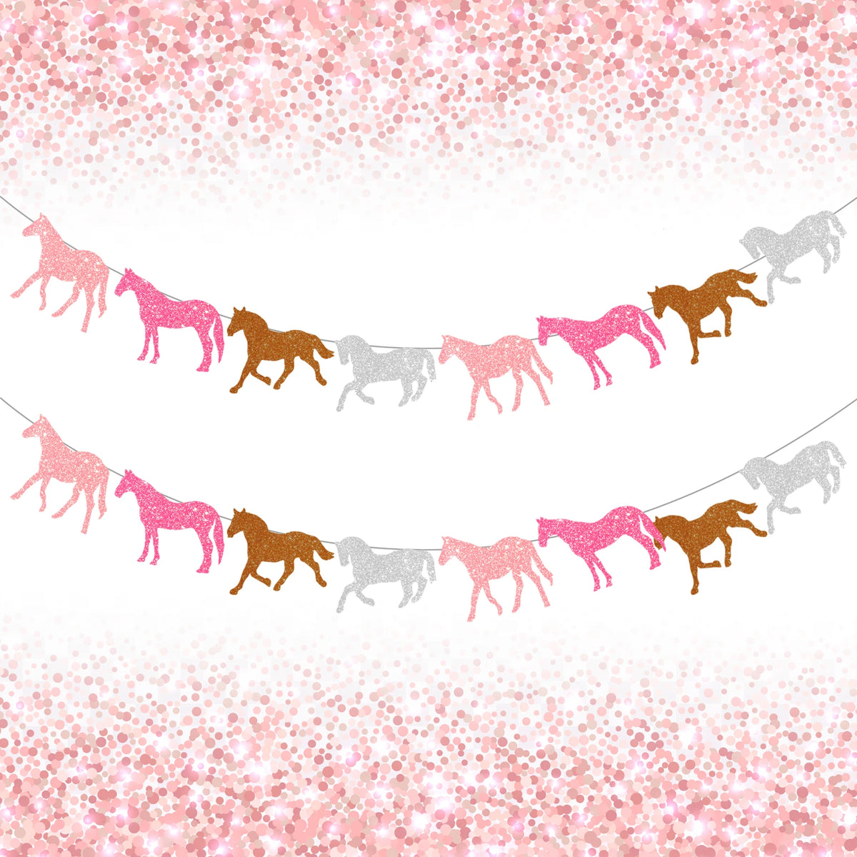 guirlande chevaux glitter rose pâle rose foncé anniversaire décoration festive papier opaque deux pièces