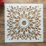 pochoir stencil blanc noir ornamental floral artisanal decoratif 32cm 32cm