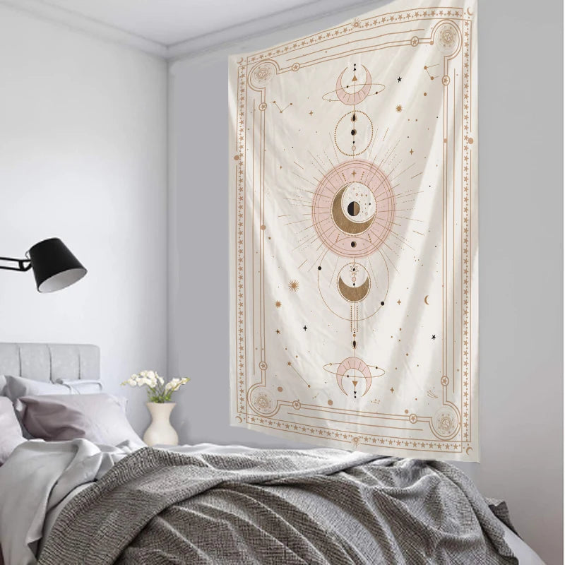 tapisserie murale tissage polyester fleur tarot sorcellerie boho géométrique phases lunaires bohemian deco chambre