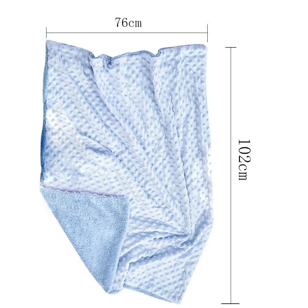 couverture bébé bleu clair motif points polaire douce hiver été maternité unisexe coton solide