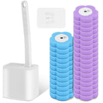 brosse wc douce silicone longue poils blanc bleu moderne pratique fixe adhésif boite rangement