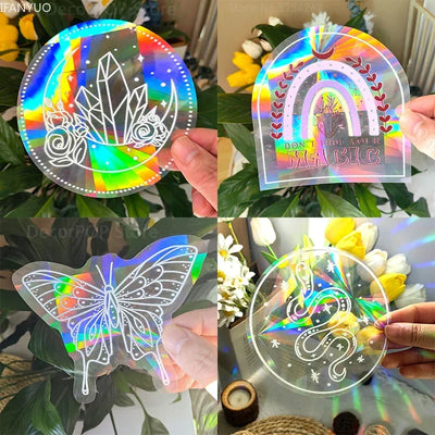 Autocollant Suncatcher PVC avec motifs chat et papillon sur fenêtre