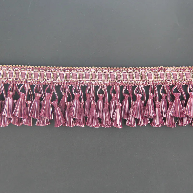 ruban franges double couche polyester classique beige marron rose rouge doré