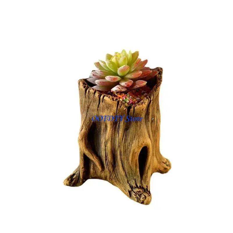 jardinière cache pot tronc arbre marron rustique plante succulente texture bois naturelle balcon jardin