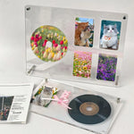 cadre photo moderne transparent clips acrylique photos chats fleurs roses