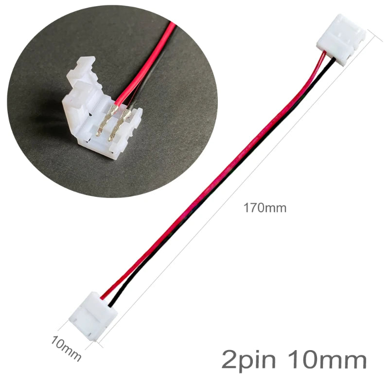 connecteur double tête bande led 2pin 3pin 4pin 5pin 6pin 15cm blanc rouge noir