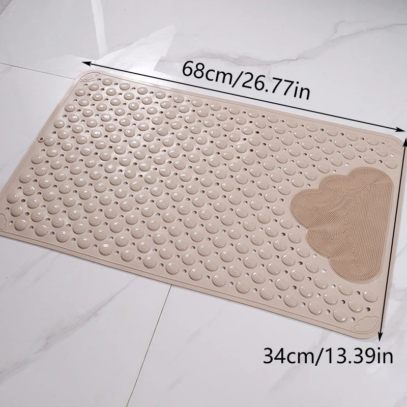 tapis bain doux pieds silicone antidérapant texturé motif nuages gris bleu clair moderne minimaliste
