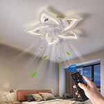 ventilateur éclairage moderne intensité variable forme fleur télécommande application minuterie vitesses led noir blanc