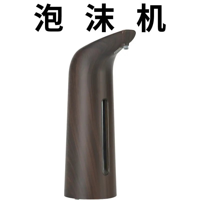 distributeur savon automatique blanc texture bois moderne fenêtre transparente sensoriel infrarouge