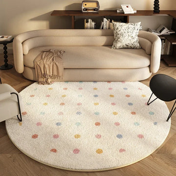 tapis moderne enfant arc ciel étoiles points colorés doux polyester imperméable antidérapant blanc orange