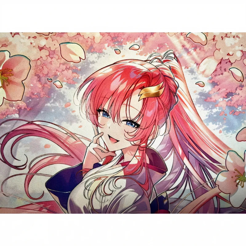tapis jeu animes fleurs cerisier rose blanc violet fond uni opacité