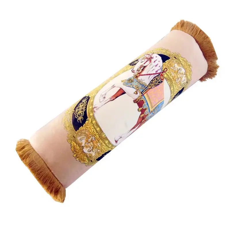 coussin cylindrique anti décubitus mousse pu velours polyester coton imprimé baroque doré classique adultes