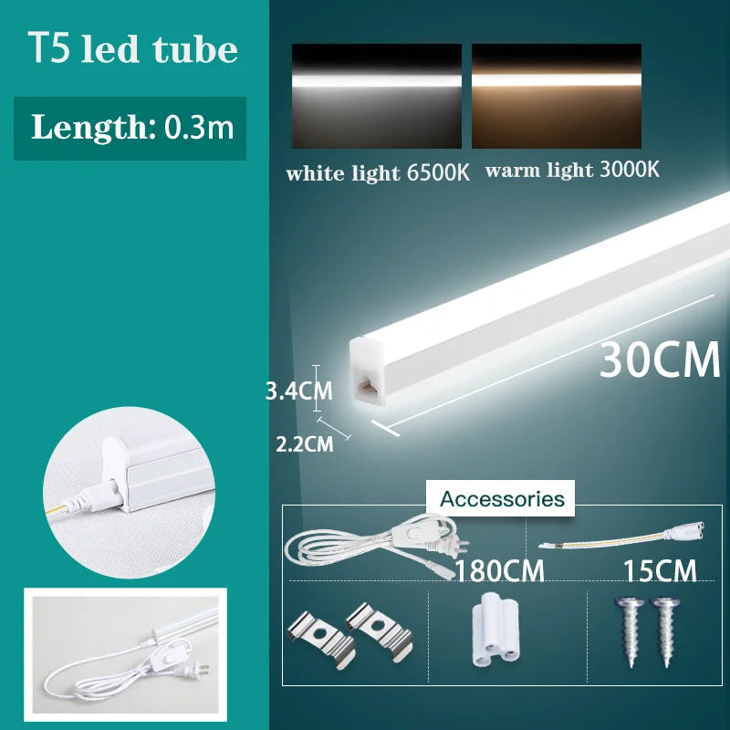 tube led t5 blanc moderne interrupteur clips fixation 6w 30cm chambre salon chambre