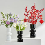 vase verre moderne blanc vert bleu rose noir geometrique decoration intérieure fleurs artificielles