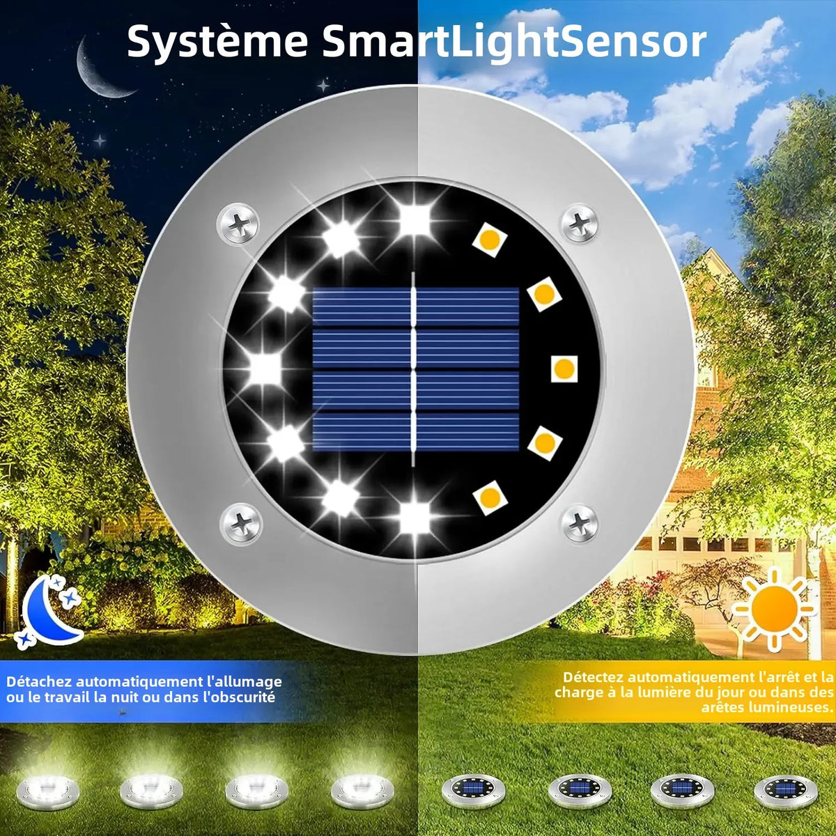 lampe solaire jardin piquet bois acier inoxydable led extérieur cour allée terrasse moderne