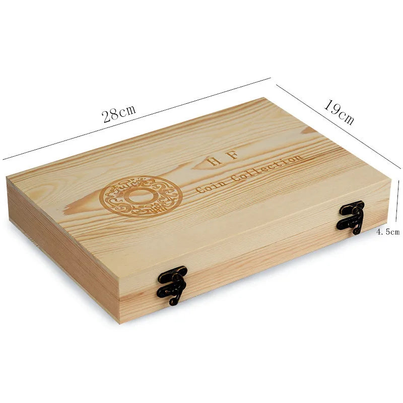 coffret rangement pieces monnaie 120 porte monnaie tampons ajustables bois naturel simple
