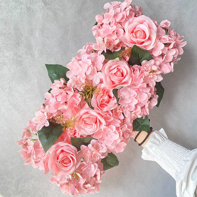 décoration murale florale artificielle romantique rose blanc extérieur mariage anniversaire party