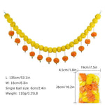 guirlandes decoratives fleurs marigolds jaune orange rouge decoration diwali festif traditionnel