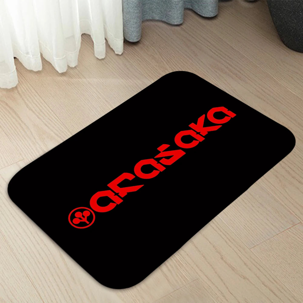 tapis moderne arasaka corporation noir rouge blanc balles tennis fleurs salon