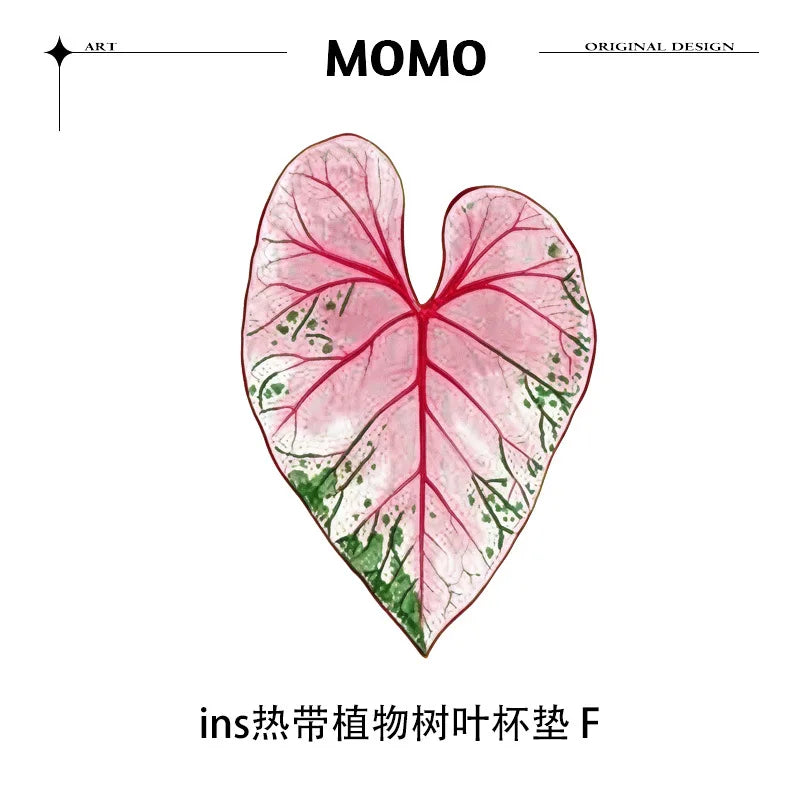 coasters feuilles tropicales vert blanc rose moderne respectueux environnement set 4pcs 5pcs
