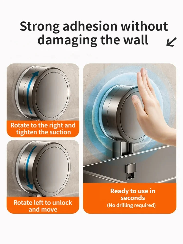 étagère salle bain murale ventouse aluminium argenté perforée moderne suction sans perçage.instructions montages