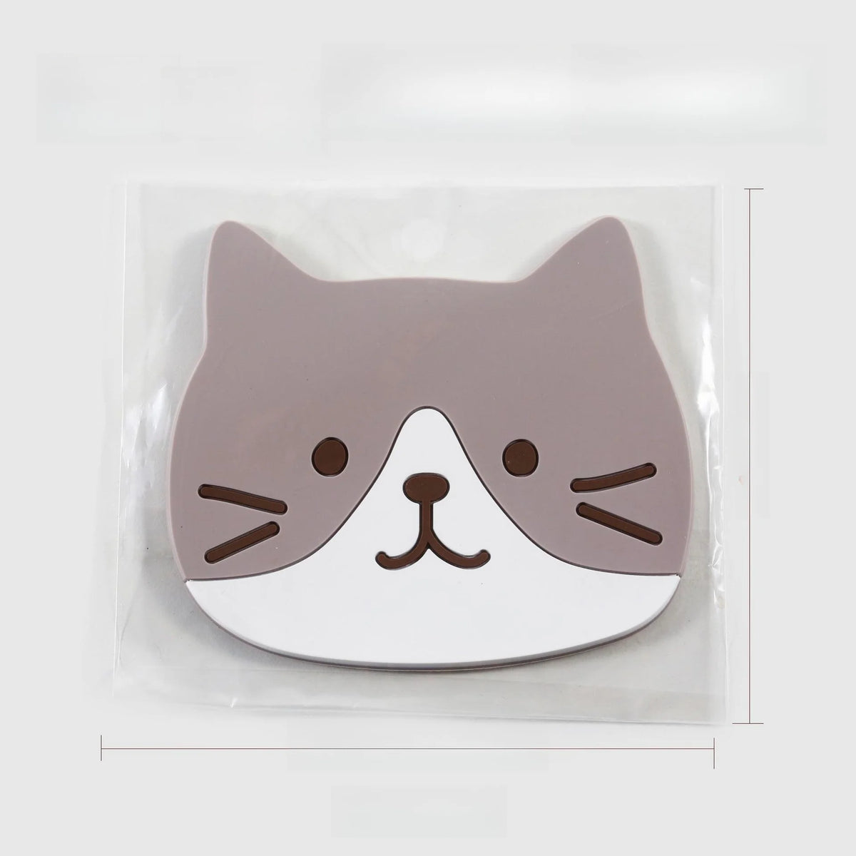 coasters anti dérapants silicone forme chat couleurs gris noir simples cartoon