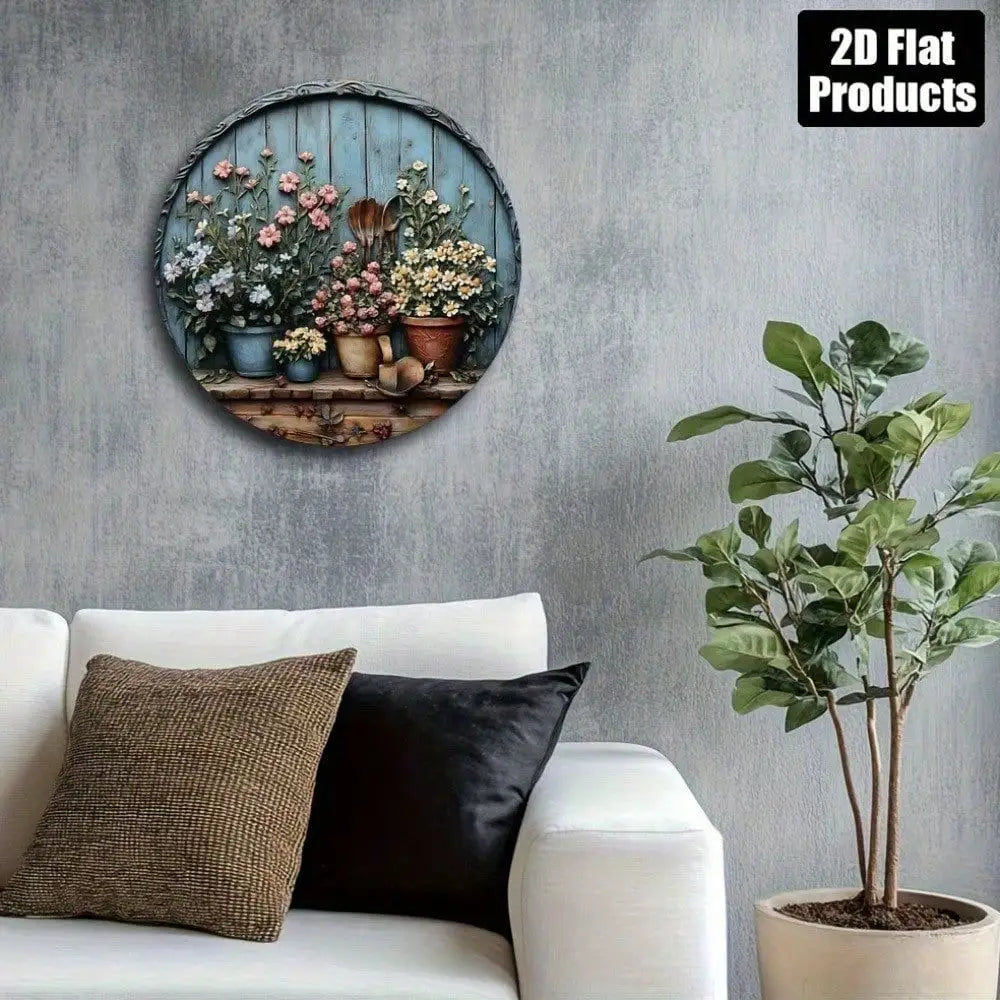 tableau mural floral bois opaque couleur bleue marron verte blanche rose jaune 20cm
