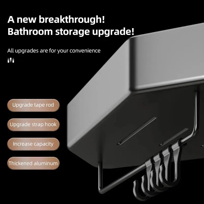 étagère salle bain moderne adhésive métal gris plat niveaux crochets rangement góc