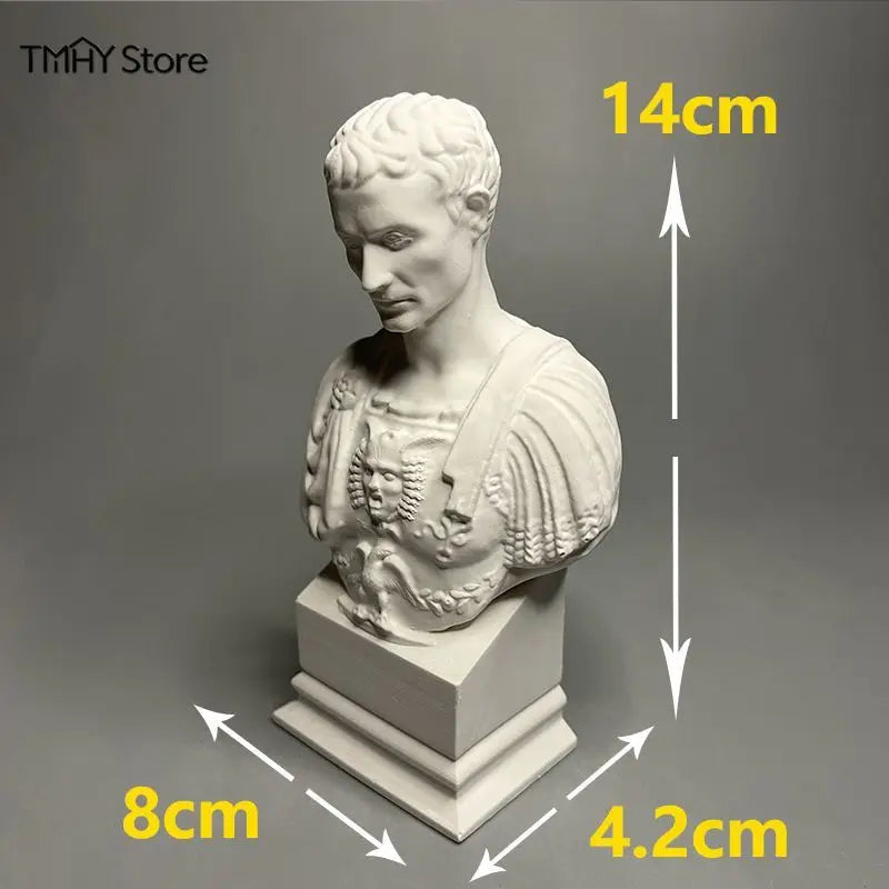 statue blanche buste romain armure antique ciment socle multiple décoration intérieure classique européen