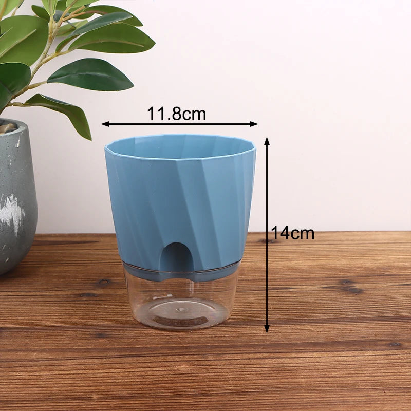 pots plantes transparents moderne minimaliste blanc rose gris rayures diagonales matériau plastique absorption d'eau
