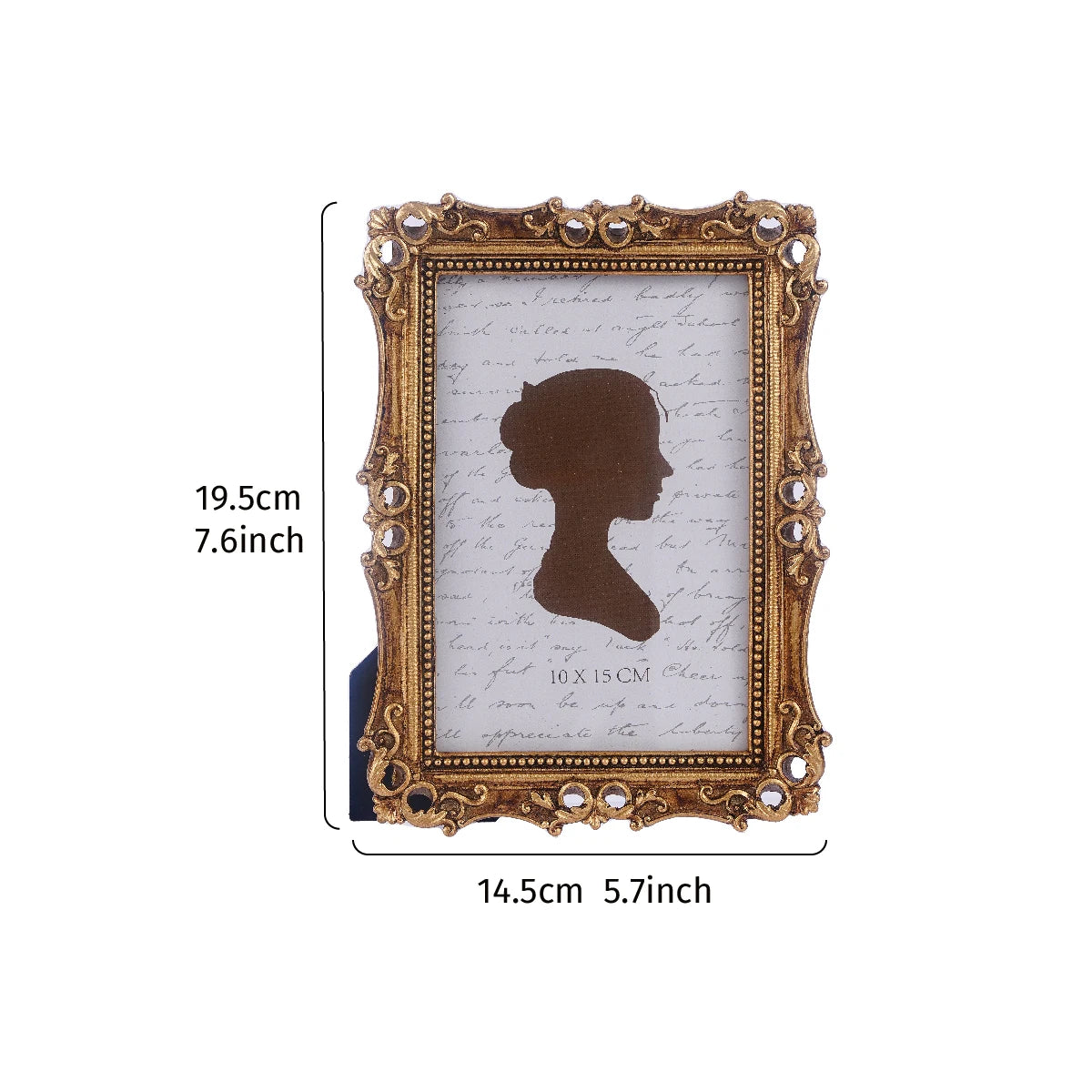 cadre photo or baroque ornements floraux classique moderne rectangle mural gravé