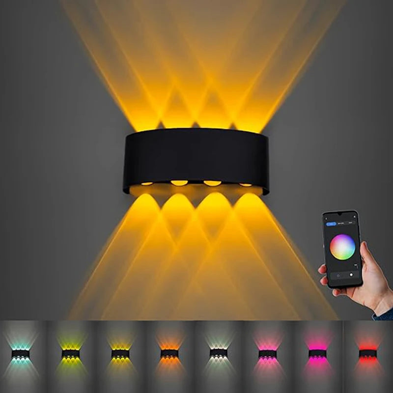 applique murale led moderne ip65 noir blanc ronde lisse minimaliste éclairage maison wifi alexa