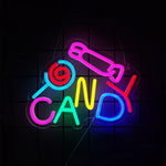 néon lumineux multicolore candy lettres bonbons sucette moderne opaques câble usb vis