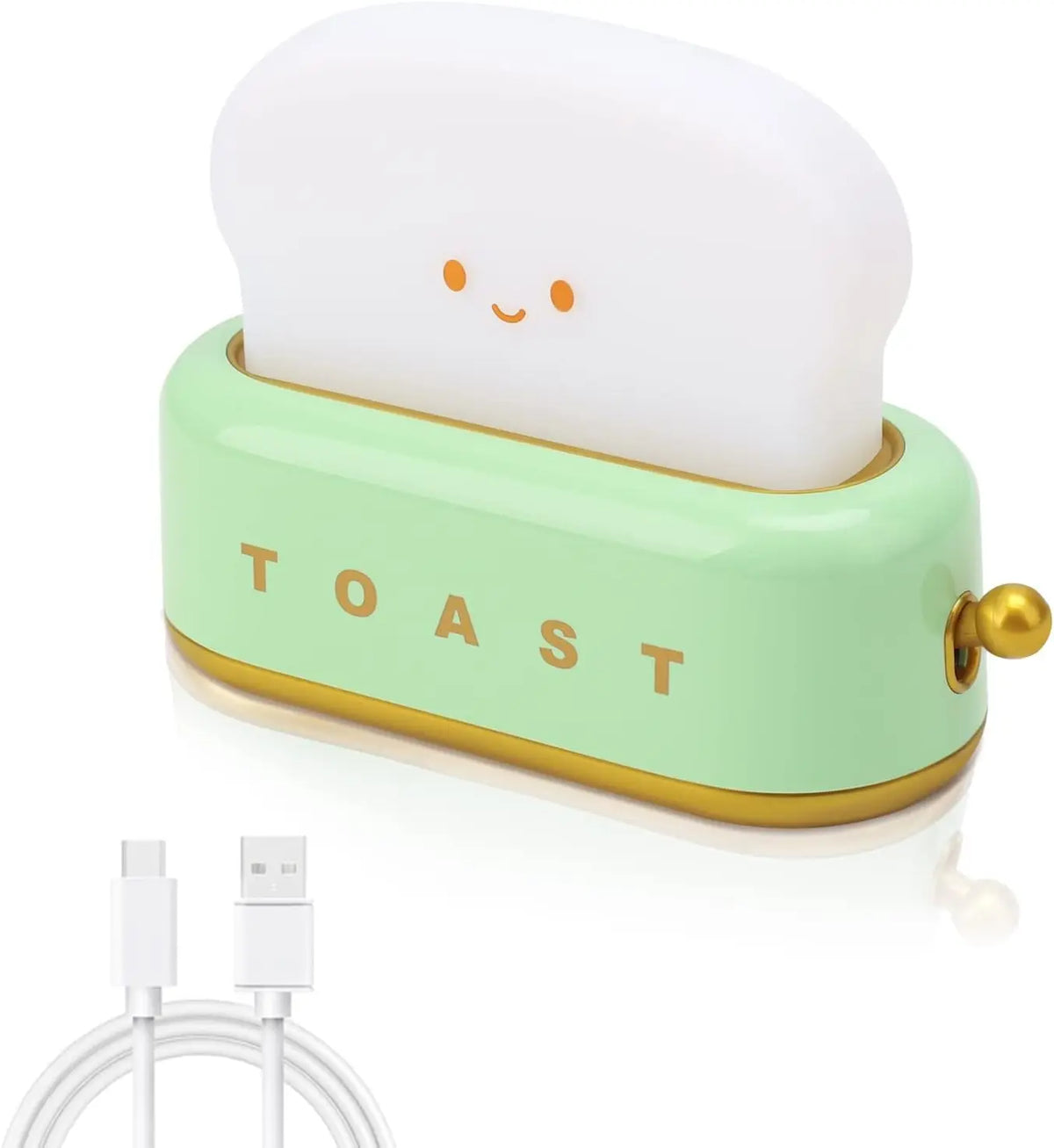 lampe table forme toast vert pastel grille souriant vintage mignonne rechargeable notice câble usb