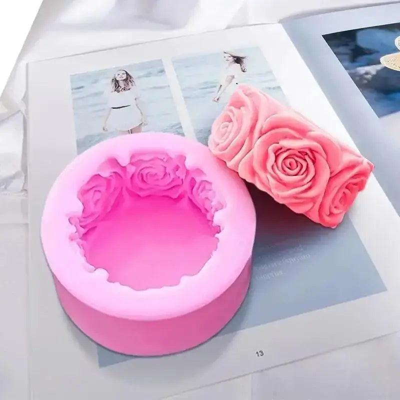 moule silicone rose décorative savon bougie gâteau artisanal floral circulaire reliefs