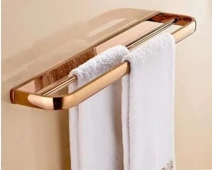 ensemble porte serviettes moderne rose doré salle bain fixations murales lisses opaques