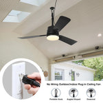 ventilateur moderne noir lumière led télécommande modes vitesse reversible memoire