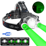 lampe frontale led noire rechargeable usb camping red verte blanche fixe ceinture