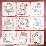 stencils réutilisables animaux mignons coeurs dessin animé sac dos tasse carte postale