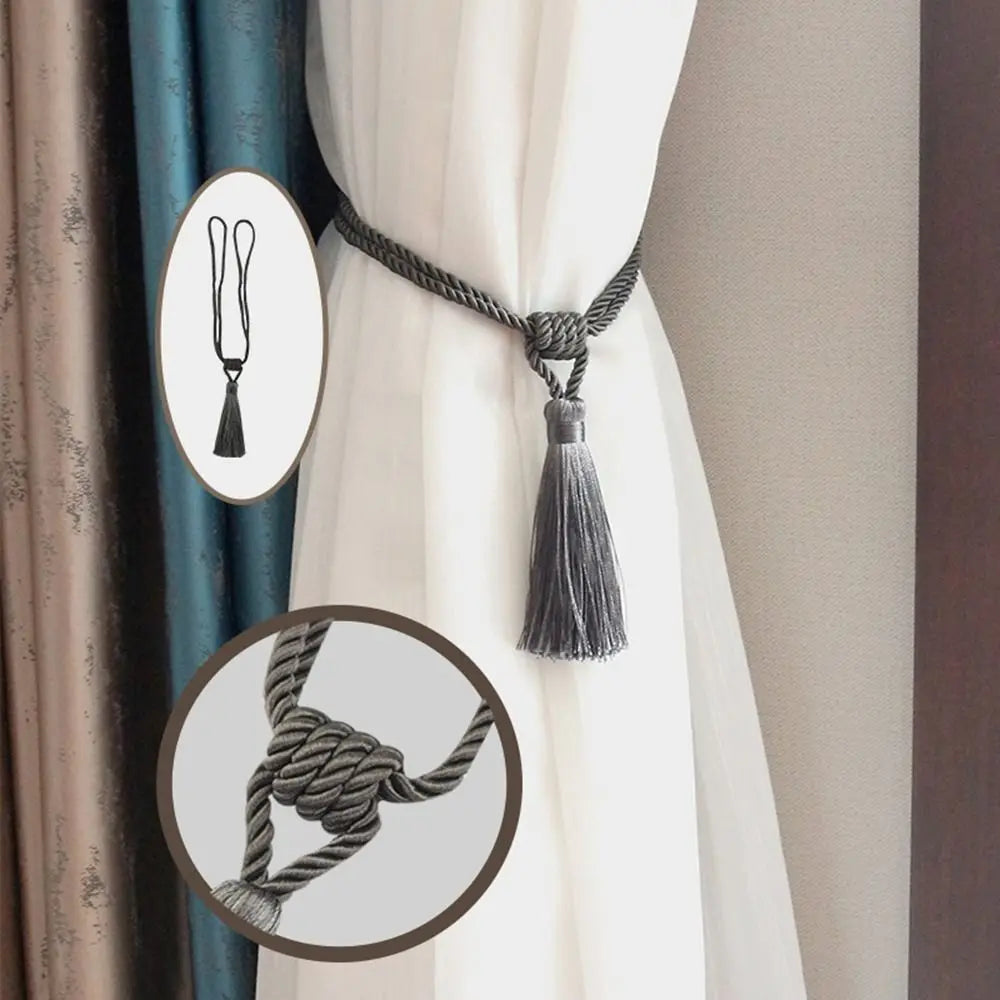accessoires rideau cordon tressé franges blanc or gris beige moderne bohème chic