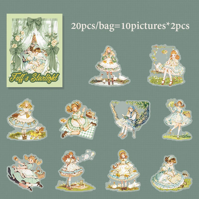 autocollants vintage multicolores personnages illustrations scènes cuisine campagne jardin opaques bricolage scrapbooking